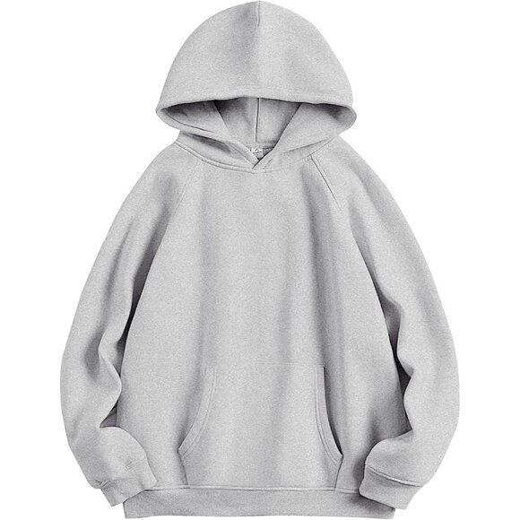 Women Light Grey Hoodies Oversized Fleece Long Sleeve Comfy Casual Sweatshirts - Picture 1 of 7